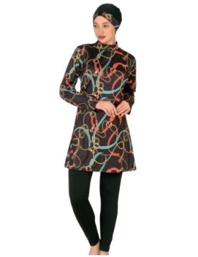 Fantasy 3412  Bayan Desenli Tesettür Mayo