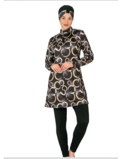 Fantasy 3414 Bayan Desenli Tesettür Mayo