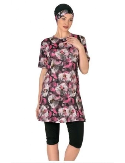 Fantasy 3449 Bayan Desenli Yarı Tesettür Mayo