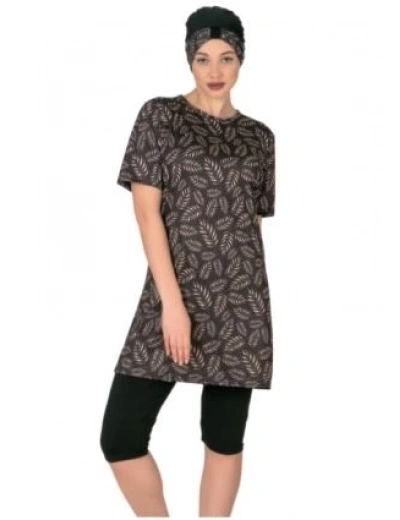 Fantasy 3454 Bayan Yaprak  Desenli Yarı Tesettür Mayo