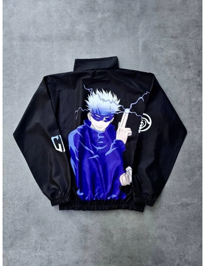 Fermuarlı Dijital Baskılı Rüzgarlık - Siyah