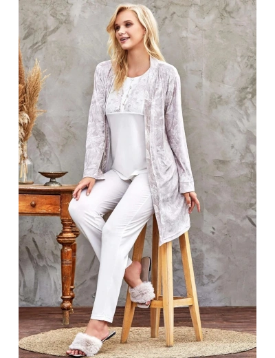 Flz 31-104 Bayan Kadife Sabahlık Pijama Takımı