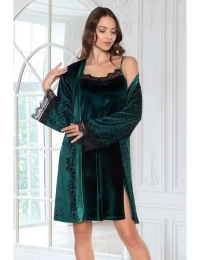 Flz 32-70  Bayan Kadife Sabahlık Ve Gecelik Takım