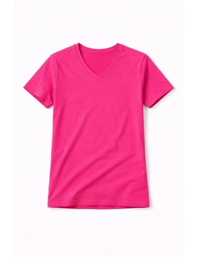 Genç Kız Çocuk V Yaka Tişört Model - Pembe