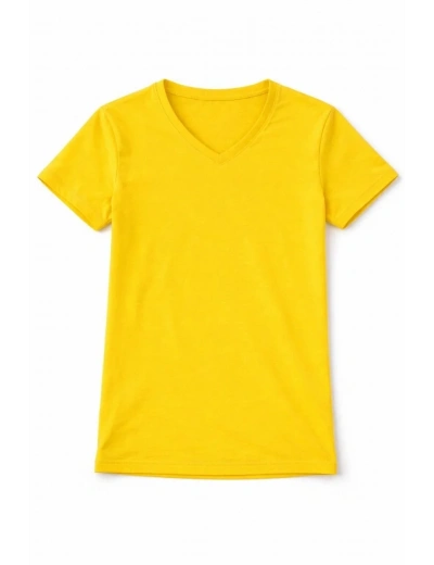 Genç Kız Çocuk V Yaka Tişört Model - Sarı