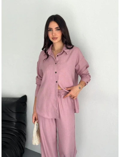 Gömlek Pantolon ikili Takım - Toz Pembe