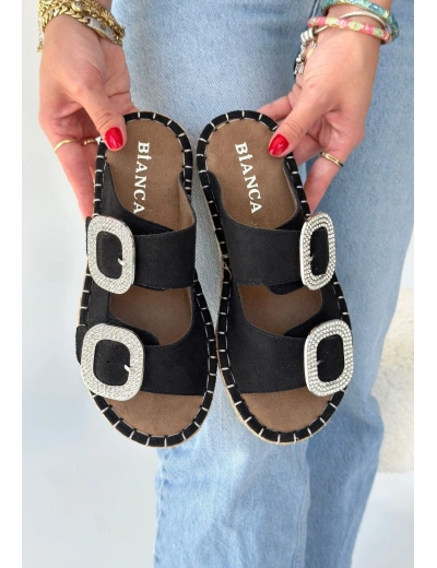 Hertas Siyah Nubuk Tokalı Terlik