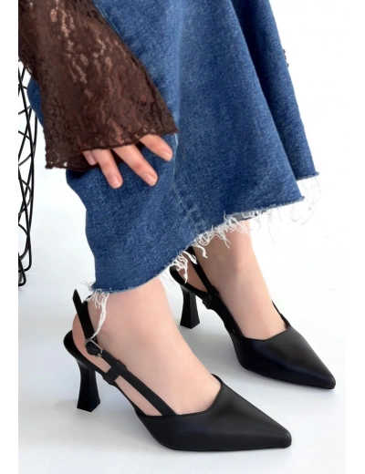 Hoost Siyah Cilt Topuklu Ayakkabı