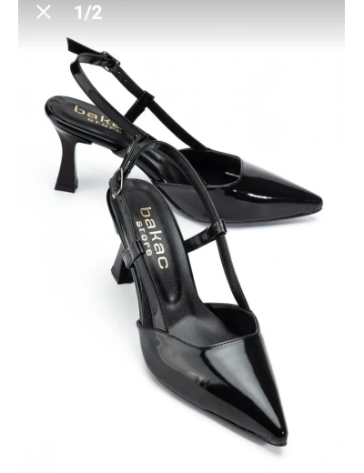 Hoost Siyah Rugan Topuklu Ayakkabı