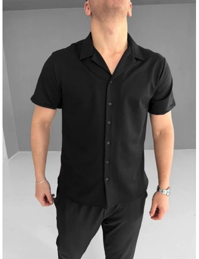 İki İplik Kumaş Gömlek - Siyah