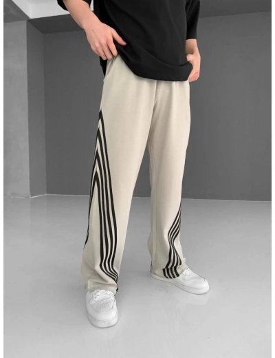 İki İplik Kumaş Şeritli Alt Esofman - Gri