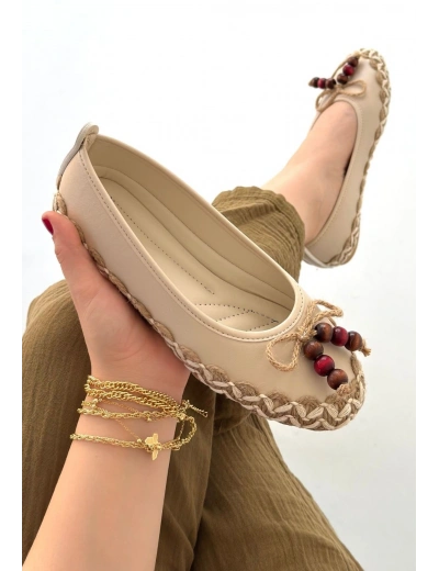 Ilwe Bej Cilt Babet Ayakkabı