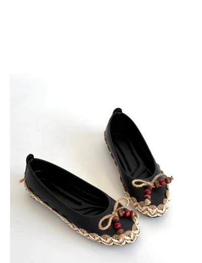 Ilwe Siyah Cilt Babet Ayakkabı