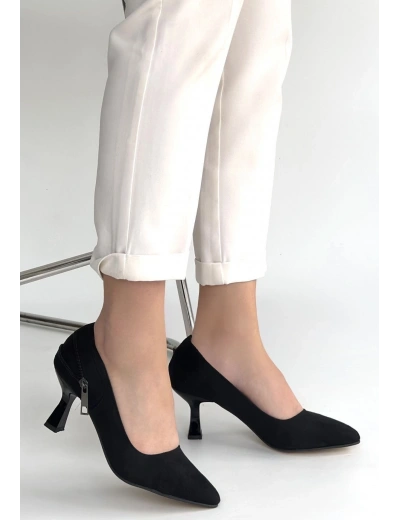 Jedi Siyah Süet Topuklu Ayakkabı