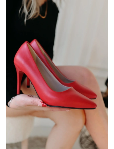 Jilya Kırmızı Cilt Stiletto Ayakkabı
