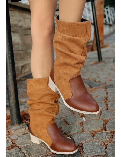 Jolin Taba Cilt Süet Detaylı Çizme