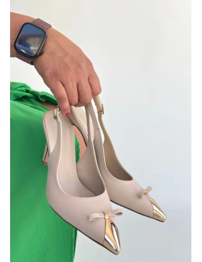 Joye Bej Cilt Topuklu Ayakkabı