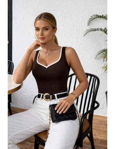 Kadın Askılı Kalp V Yakalı Dalgıç Bluz