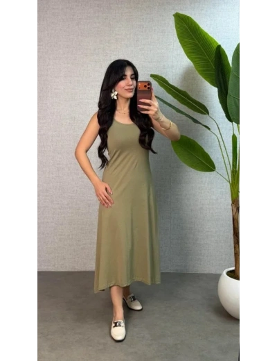 Kadın Askılı Yuvarlak Yaka Süprem Kumaş Elbise