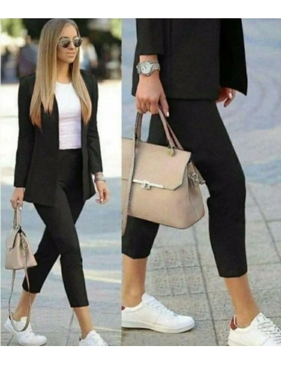 Kadın Atlas Kumaş Ceket Pantolon Takım