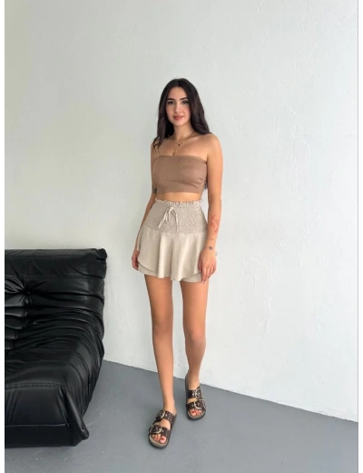 Kadın Ayrobin Şortlu Etek - Bej