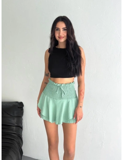 Kadın Ayrobin Şortlu Etek - Su Yeşili