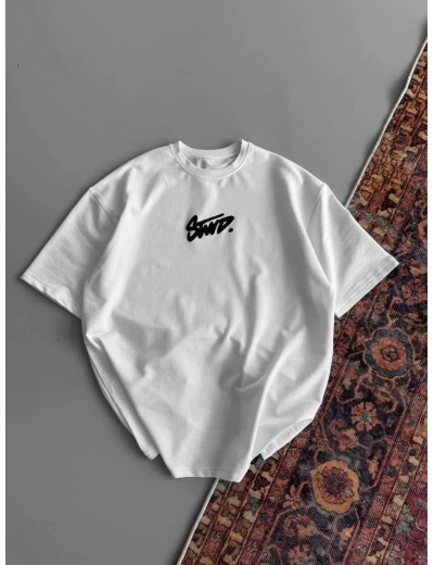 Kadın Yazlık Bisiklet Yaka Baskılı Regular Fit Tişört Kısa Kol T-Shirt - Beyaz