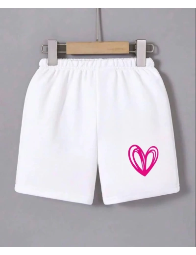 Kadın Beli Lastikli Baskılı Mini Şort - Beyaz