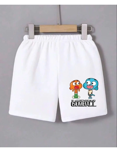 Kadın Beli Lastikli Baskılı Mini Şort - Beyaz