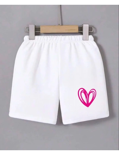 Kadın Beli Lastikli Baskılı Mini Şort - Beyaz