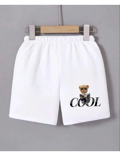 Kadın Beli Lastikli Baskılı Mini Şort - Beyaz