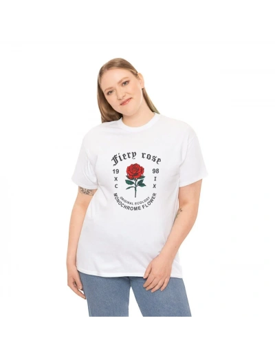 Kadın Bisiklet Yaka Baskılı  Kısa kol T-Shirt - Beyaz