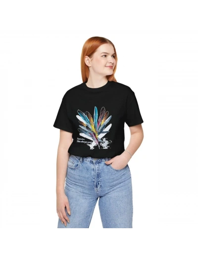 Kadın Baskılı T-Shirt Kısa Kol Bisiklet Yaka Oversize Rahat Kalıp Tişört - Siyah