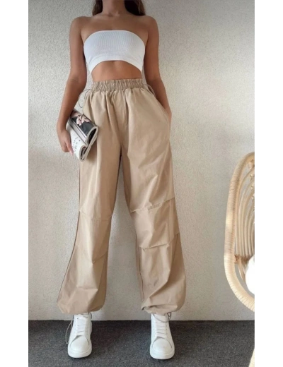 Kadın Cepli Paraşut Pantalon - Bej