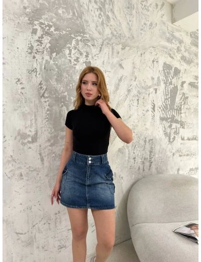 Kadın Kısa kol Badi bluz - Siyah