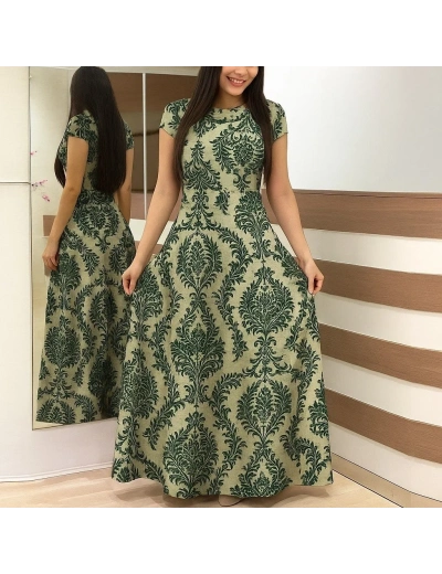 Kadın Kısa Kollu Bisiklet Yaka Puantiyeli Maksi örme Krep Elbise