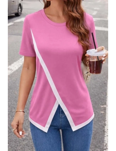 Kadın Kısa Kollu Bisiklet Yaka Viskon Bluz