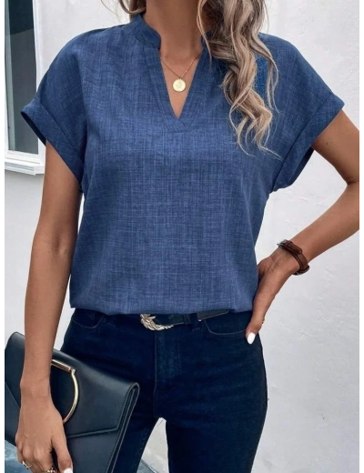 Kadın Kısa Kollu Hakim Yaka Sofya Bluz