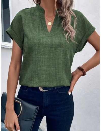 Kadın Kısa Kollu Hakim Yaka Sofya Bluz