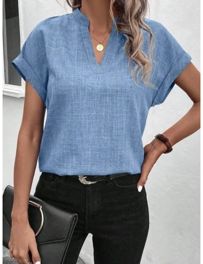 Kadın Kısa Kollu Hakim Yaka Sofya Bluz