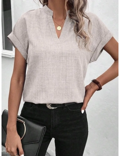 Kadın Kısa Kollu Hakim Yaka Sofya Bluz