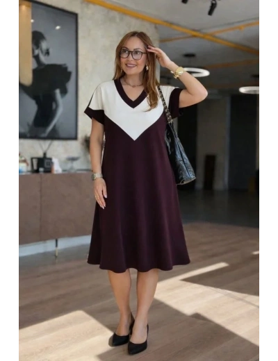 Kadın Kısa Kollu V Yakalı Kısa Modal Elbise