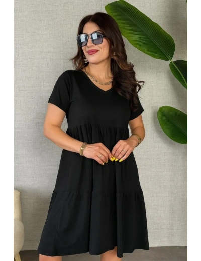 Kadın Kısa Kollu V Yakalı Viskon Elbise