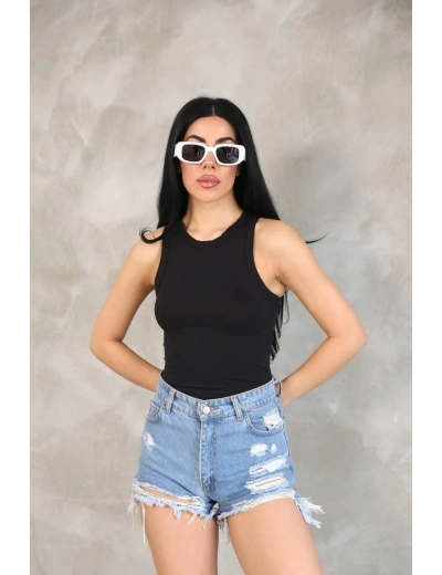 Kadın Kolsuz Badi bluz - Siyah