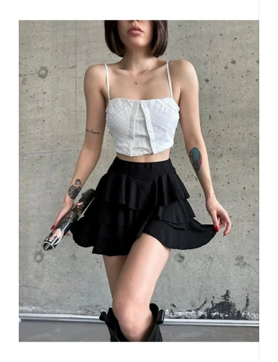 Kadın Mykonos Mini Etek - Siyah