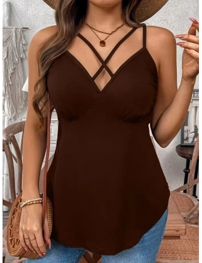 Kadın önden çapraz Askılı Uzun Vıskon Bluz