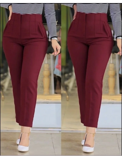 Kadın üste Oturan Paçası Bilek üzerinde Biten Atlas Kumaş Pantolon 36 (S) - 48 (4XL)
