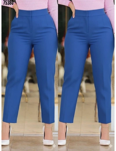 Kadın üste Oturan Paçası Bilek üzerinde Biten Krep Kumaş Pantolon 36 (S) - 50 (5XL)