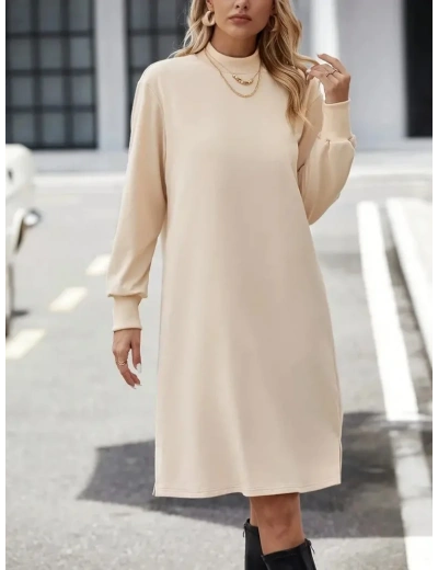 Kadın Uzun Kollu Balıkçı Yaka Kısa şardonlu Dalgıç Elbise