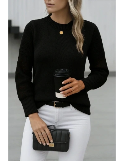 Kadın Uzun Kollu Bisiklet Yaka Triko Bluz